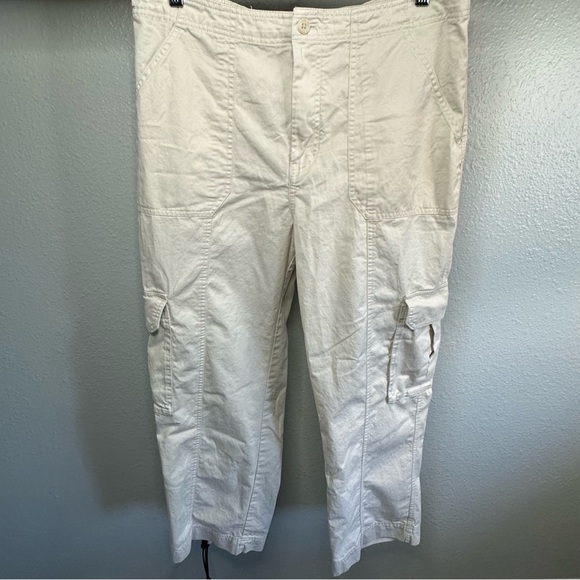 Abercrombie & Fitch Relaxed Cargo Pants 14 32 mid plus cream khaki Y2K utility - Picture 4 of 11